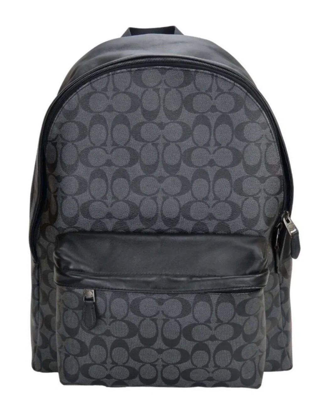 Coach Signature Backpack Leather Daypack in Black and Dark Gray